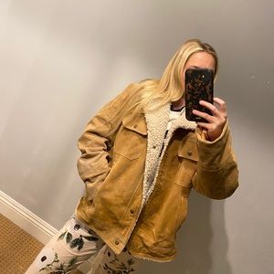 Vintage JC penny sherpa leather jacket
